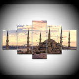 Wall Art Pictures Home Decor Frame Modern HD Prints 5 Panel Islamic Mosque Castle Painting Allah The Qur'an Canvas Poster