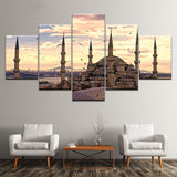 Wall Art Pictures Home Decor Frame Modern HD Prints 5 Panel Islamic Mosque Castle Painting Allah The Qur'an Canvas Poster