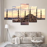 Wall Art Pictures Home Decor Frame Modern HD Prints 5 Panel Islamic Mosque Castle Painting Allah The Qur'an Canvas Poster