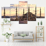 Wall Art Pictures Home Decor Frame Modern HD Prints 5 Panel Islamic Mosque Castle Painting Allah The Qur'an Canvas Poster