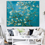 Wall Canvas Art Van Gogh Blossoming Almond Tree Impressionist Oil Painting Poster and Print Flower Wall Picture for Living Room