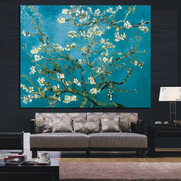 Wall Canvas Art Van Gogh Blossoming Almond Tree Impressionist Oil Painting Poster and Print Flower Wall Picture for Living Room