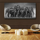 Posters and Prints Wall Art Canvas Painting African Elephant Herd Pictures