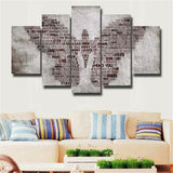 5Pcs Letter Combination Butterfly Canvas Print Painting Wall Art Home Decor