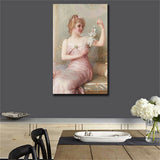 19 century Europe Court Oil Painting HD print on canvas beautiful girl