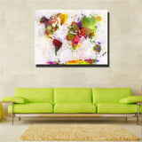 multicolour World Map Painting Print On Canvas HD Painting Wall Art Home decor