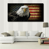 Large art prints Home Decor Canvas Painting Wall Art flag USA and eagle