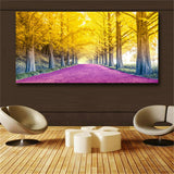 Large art prints Home Decor Canvas Painting Wall Art Golden tree purple Avenue