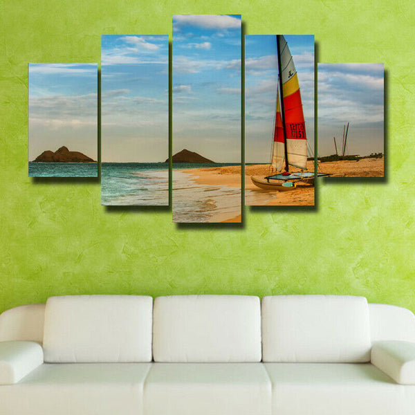 5Pcs Canvas Print Painting Wall Art Home Decor Beautiful Sailboat