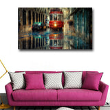 Large art prints Home Decor Canvas Painting Wall Art Beautiful Red bus