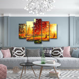 5 Pieces/Pcs Sunset Landscape Art Autumn Scenery Live Wall Decoration Modular