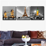 Paris London Painting Canvas Home Decor Print Wall Poster Eiffel Tower FRAMED