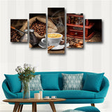 5 Pieces Coffee Artistic Painting Modular HD Prints Kitchen Poster Home Decor