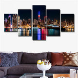 5Pcs New York City Nightscape Canvas Print Painting Wall Art Home Decor