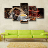 5 Pieces Coffee Artistic Painting Modular HD Prints Kitchen Poster Home Decor