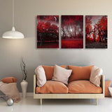 3 Panels Framed Wall Art Red Trees Paintings Printed Pictures Stretched for Home