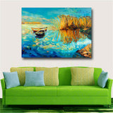 Blue abstract boat Painting HD print on canvas huge wall picture (31x43)