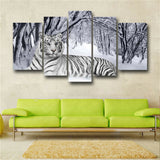 5 Pieces White tiger Living Room Home Decor Paintings Posters
