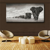 Large art prints Home Decor Canvas Painting Wall Art Elephant Migration