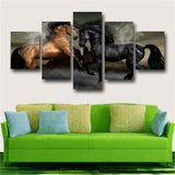 5 Panel Ferghana Horse Paintings On Canvas Posters And Prints On The Wall
