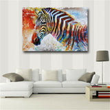 Colorful Zebra Wall Art Picture Modern Animal Canvas Painting Fashion Print