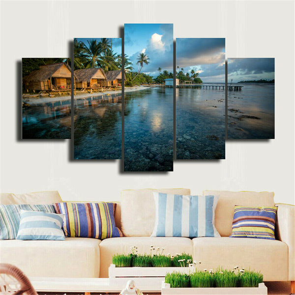 5Pcs Beautiful Hawaii Canvas Print Painting Wall Art Home Decor