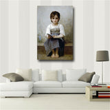 Adolphe William Bouguereau The Difficult Lesson Giclee Canvas Print(31inx47in)