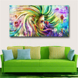 Watercolor Canvas Painting Mermaid Wall Art Pictures Canvas Printed