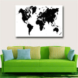 Large Size Abstract Black and White World Map Modern Painting on Canvas Poster