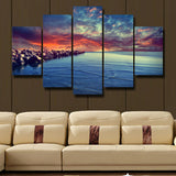 5 Pieces Of Modern Canvas Painting Wall Art For Home Decor Beautiful Stone Beach