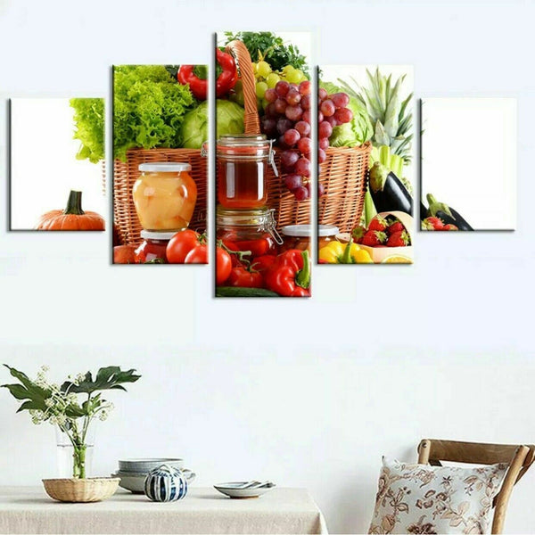 5 Piece Fruits Still Life Wall Art Painting Pictures Prints On Canvas