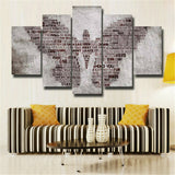 5Pcs Letter Combination Butterfly Canvas Print Painting Wall Art Home Decor
