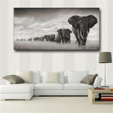 Large art prints Home Decor Canvas Painting Wall Art Elephant Migration