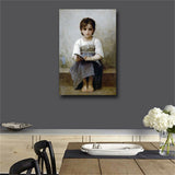 Adolphe William Bouguereau The Difficult Lesson Giclee Canvas Print(31inx47in)