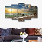 5 Pieces Sunset Landscape Animal Seagull Beach Living Room Print Posters
