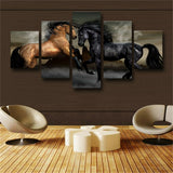 5 Panel Ferghana Horse Paintings On Canvas Posters And Prints On The Wall