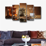 Coffee Beans Cup 5 Pieces canvas Wall Art Picture Poster Home Decor