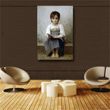 Adolphe William Bouguereau The Difficult Lesson Giclee Canvas Print(31inx47in)