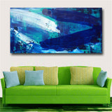 Abstract Art Blue Sea artwork HD print on canvas huge wall picture (31x63)