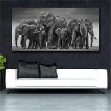 Posters and Prints Wall Art Canvas Painting African Elephant Herd Pictures