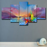 Laeacco Doodling Scenery Canvas Prints Painting Home Decoration Wall Art