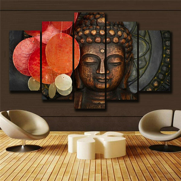 5Pcs Buddha Buddhism Abstract HD Canvas Prints Painting Wall Art Home Decor