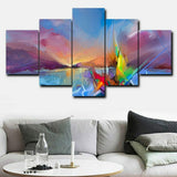 Laeacco Doodling Scenery Canvas Prints Painting Home Decoration Wall Art