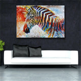 Colorful Zebra Wall Art Picture Modern Animal Canvas Painting Fashion Print