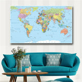 Large Size HD World Map Poster Signature Series Large Wall Map Ptint On Canvas