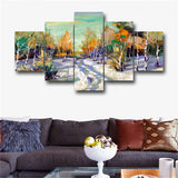 Laeacco Snow Forest View Landscape Painting Wallpaper Canvas Living Room Decor