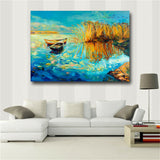 Blue abstract boat Painting HD print on canvas huge wall picture (31x43)