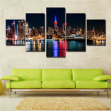 5Pcs New York City Nightscape Canvas Print Painting Wall Art Home Decor