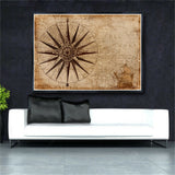 Retro world map Oil Painting on Canvas Posters and Prints Scandinavian Wall Art