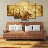 Nautical chart Pictures Wall Oil Painting Canvas Print Home Decor Unframed #216